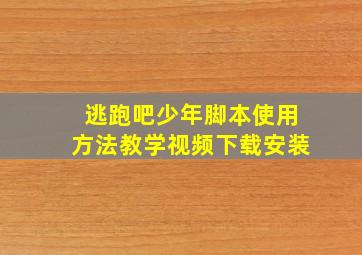 逃跑吧少年脚本使用方法教学视频下载安装