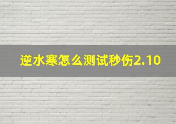 逆水寒怎么测试秒伤2.10