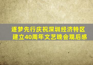 逐梦先行庆祝深圳经济特区建立40周年文艺晚会观后感