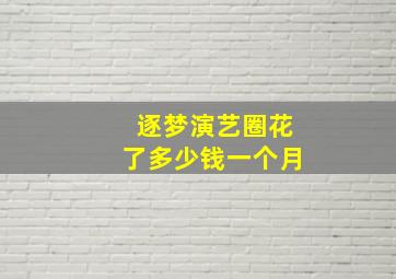 逐梦演艺圈花了多少钱一个月