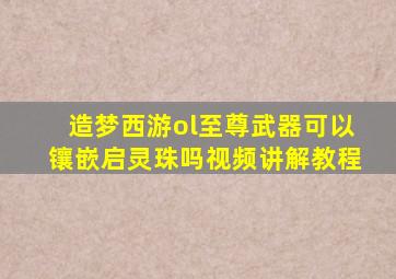 造梦西游ol至尊武器可以镶嵌启灵珠吗视频讲解教程