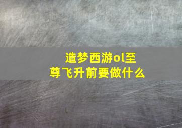 造梦西游ol至尊飞升前要做什么