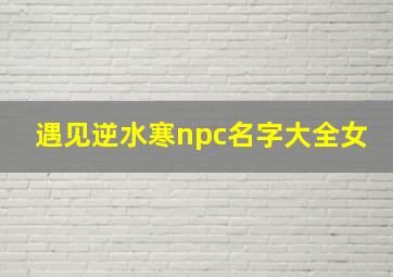 遇见逆水寒npc名字大全女