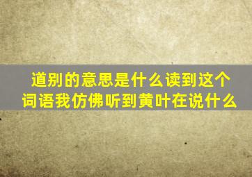 道别的意思是什么读到这个词语我仿佛听到黄叶在说什么