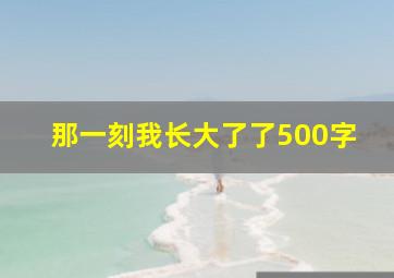 那一刻我长大了了500字