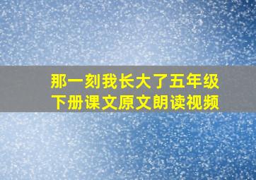 那一刻我长大了五年级下册课文原文朗读视频