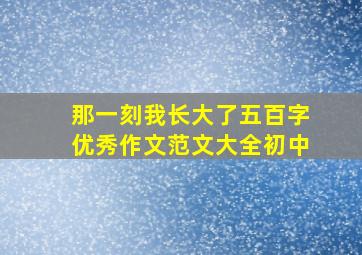 那一刻我长大了五百字优秀作文范文大全初中