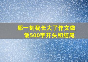 那一刻我长大了作文做饭500字开头和结尾