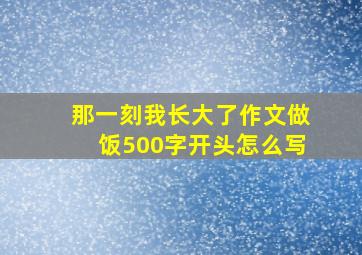 那一刻我长大了作文做饭500字开头怎么写