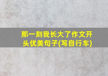 那一刻我长大了作文开头优美句子(写自行车)