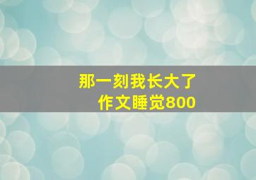 那一刻我长大了作文睡觉800