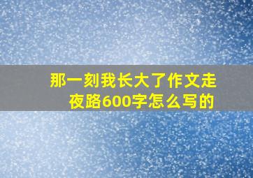 那一刻我长大了作文走夜路600字怎么写的