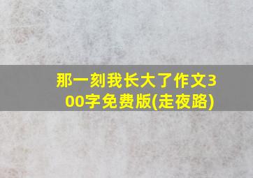 那一刻我长大了作文300字免费版(走夜路)