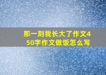 那一刻我长大了作文450字作文做饭怎么写