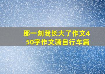 那一刻我长大了作文450字作文骑自行车篇