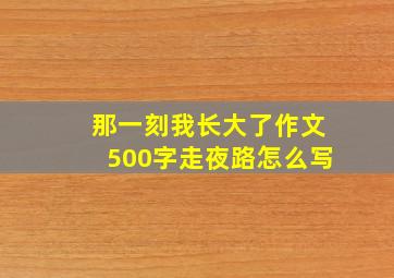 那一刻我长大了作文500字走夜路怎么写