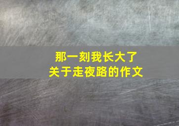 那一刻我长大了关于走夜路的作文