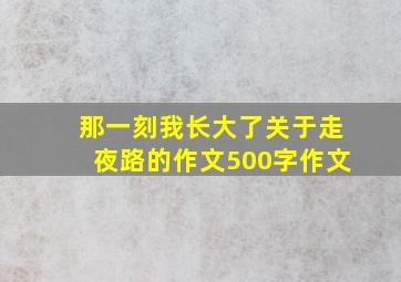 那一刻我长大了关于走夜路的作文500字作文