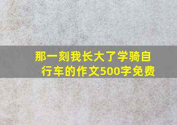 那一刻我长大了学骑自行车的作文500字免费