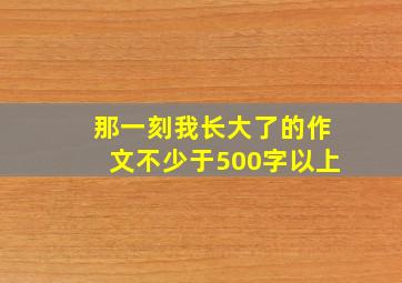 那一刻我长大了的作文不少于500字以上