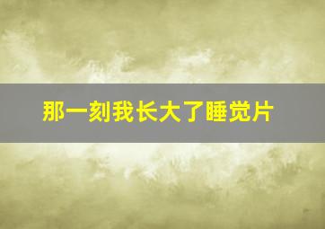 那一刻我长大了睡觉片