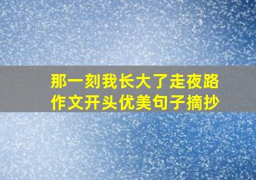 那一刻我长大了走夜路作文开头优美句子摘抄