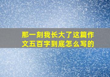 那一刻我长大了这篇作文五百字到底怎么写的