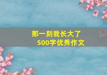 那一刻我长大了 500字优秀作文