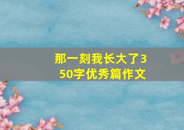 那一刻我长大了350字优秀篇作文