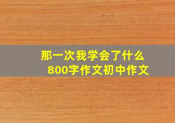 那一次我学会了什么800字作文初中作文