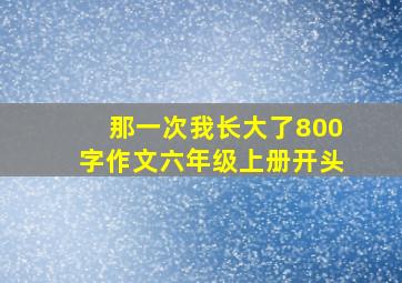 那一次我长大了800字作文六年级上册开头