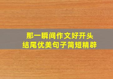 那一瞬间作文好开头结尾优美句子简短精辟