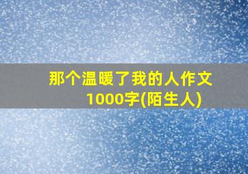 那个温暖了我的人作文1000字(陌生人)