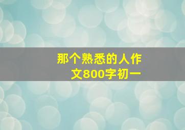 那个熟悉的人作文800字初一