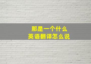 那是一个什么英语翻译怎么说