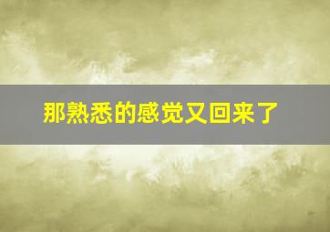 那熟悉的感觉又回来了