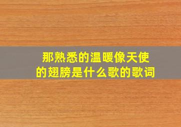 那熟悉的温暖像天使的翅膀是什么歌的歌词