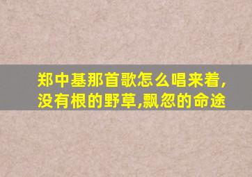 郑中基那首歌怎么唱来着,没有根的野草,飘忽的命途