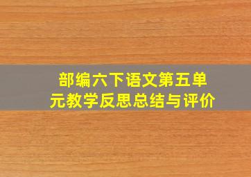 部编六下语文第五单元教学反思总结与评价