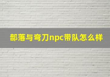 部落与弯刀npc带队怎么样