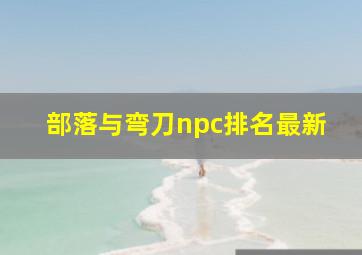 部落与弯刀npc排名最新