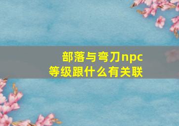 部落与弯刀npc等级跟什么有关联