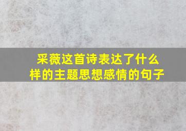 采薇这首诗表达了什么样的主题思想感情的句子