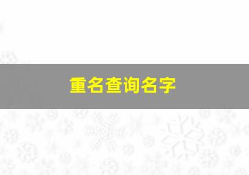 重名查询名字