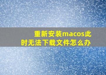 重新安装macos此时无法下载文件怎么办