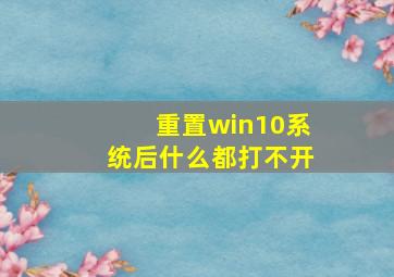 重置win10系统后什么都打不开