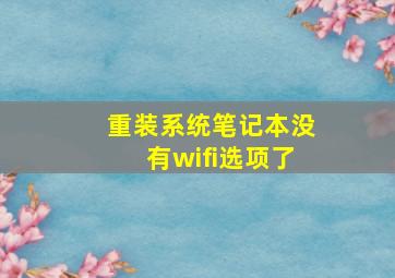 重装系统笔记本没有wifi选项了