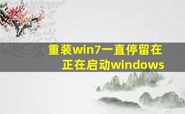 重装win7一直停留在正在启动windows