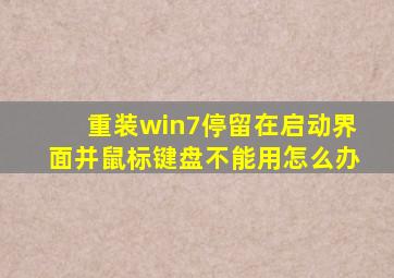 重装win7停留在启动界面并鼠标键盘不能用怎么办