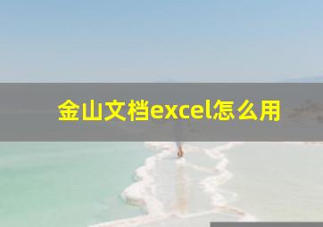 金山文档excel怎么用